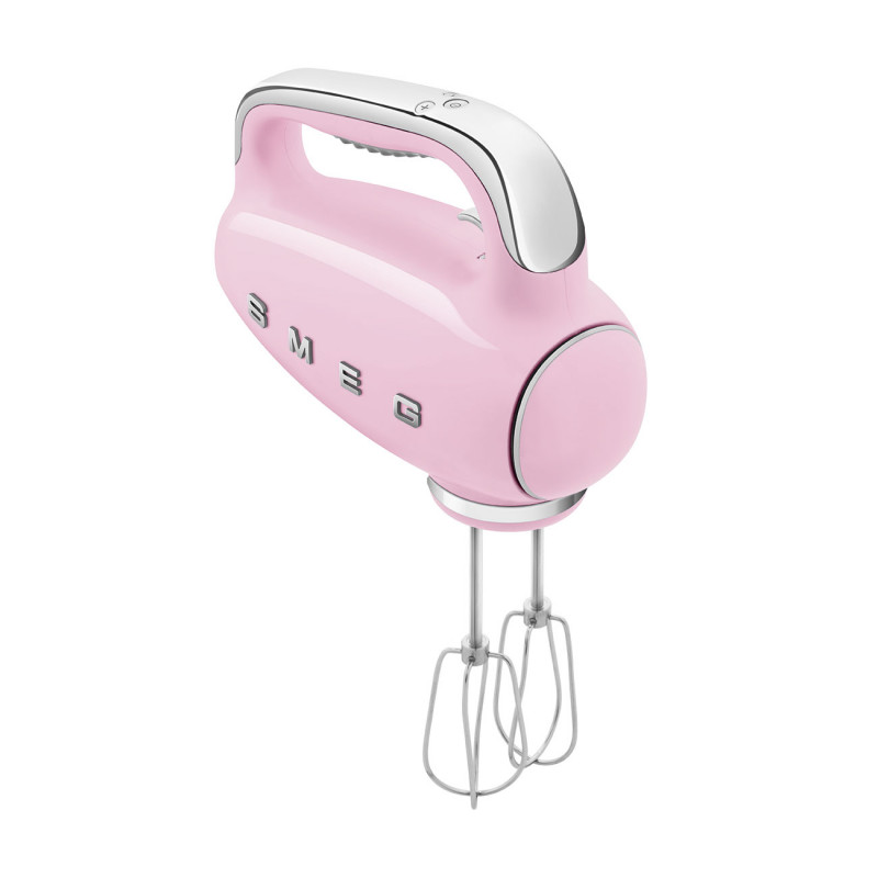 Ръчен миксер SMEG 50's Style HMF01PKEU, 250W, 9 скорости, Турбо, Скрит LED дисплей, Таймер, Аксесоари, Розов