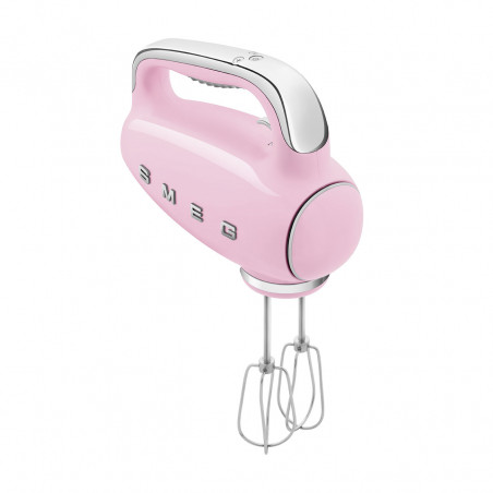 Ръчен миксер SMEG 50's Style HMF01PKEU, 250W, 9 скорости, Турбо, Скрит LED дисплей, Таймер, Аксесоари, Розов