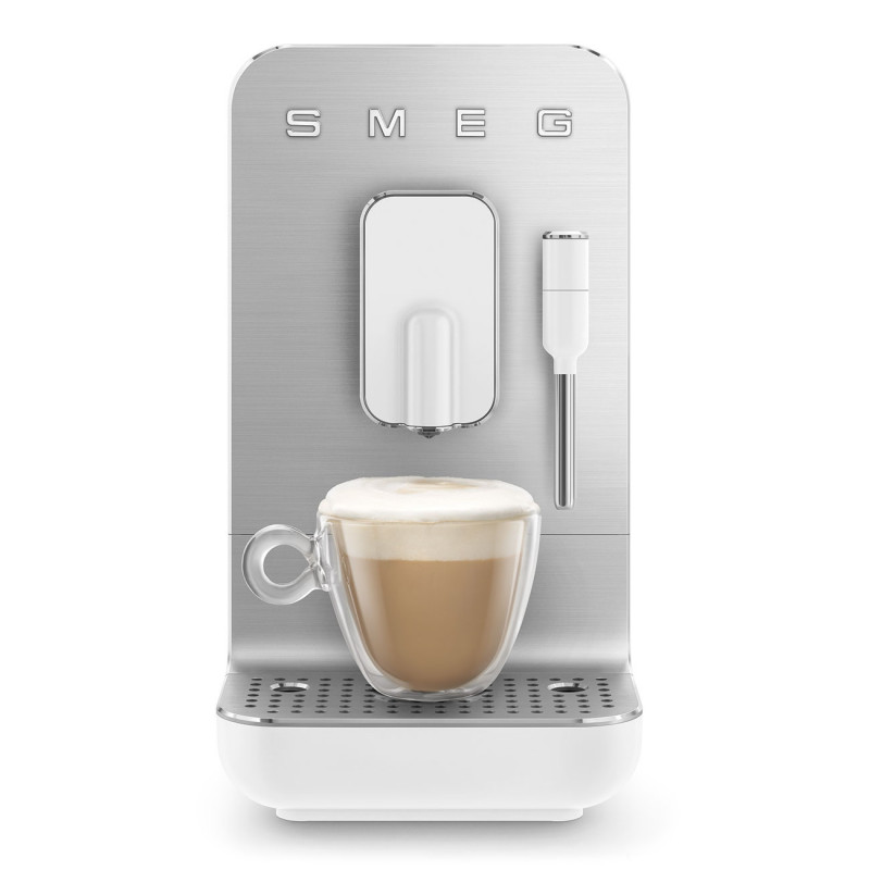 Еспресо машина SMEG Collezione BCC12WHMEU, 1350 W, 19 bar, 1.4 л, 8 функции, Вградена мелачка, Дюза за пара, Бял