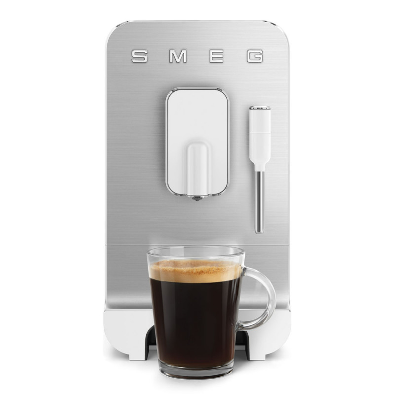 Еспресо машина SMEG Collezione BCC12WHMEU, 1350 W, 19 bar, 1.4 л, 8 функции, Вградена мелачка, Дюза за пара, Бял