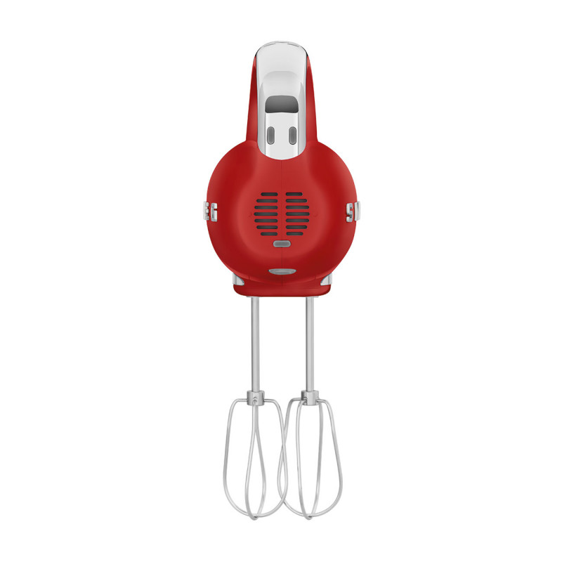 Ръчен миксер SMEG 50's Style HMF01RDEU, 250W, 9 скорости, Турбо, Скрит LED дисплей, Таймер, Аксесоари, Червен
