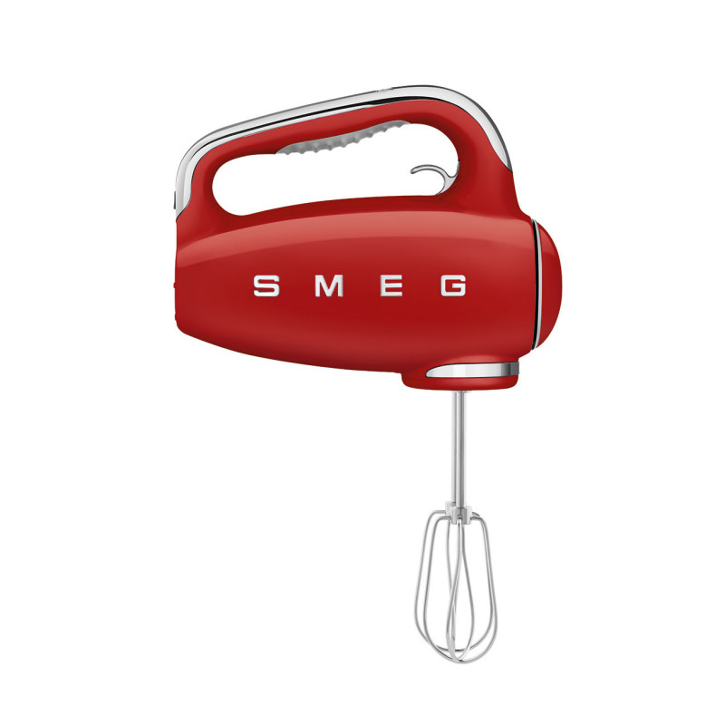 Ръчен миксер SMEG 50's Style HMF01RDEU, 250W, 9 скорости, Турбо, Скрит LED дисплей, Таймер, Аксесоари, Червен