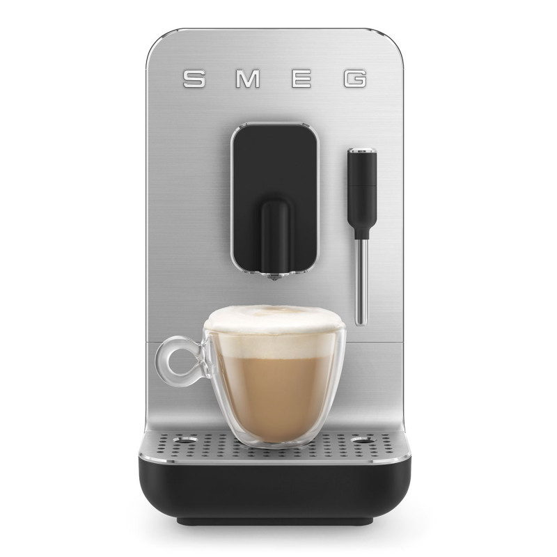 Еспресо машина SMEG Collezione BCC12BLMEU, 1350 W, 19 bar, 1.4 л, 8 функции, Вградена мелачка, Дюза за пара, Черен