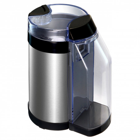 Кафемелачка Oliver Voltz OV51172D, 130W, Контейнер за смляно кафе 50 гр, 2 филтъра за фино и едро кафе, Черен/Сребрист