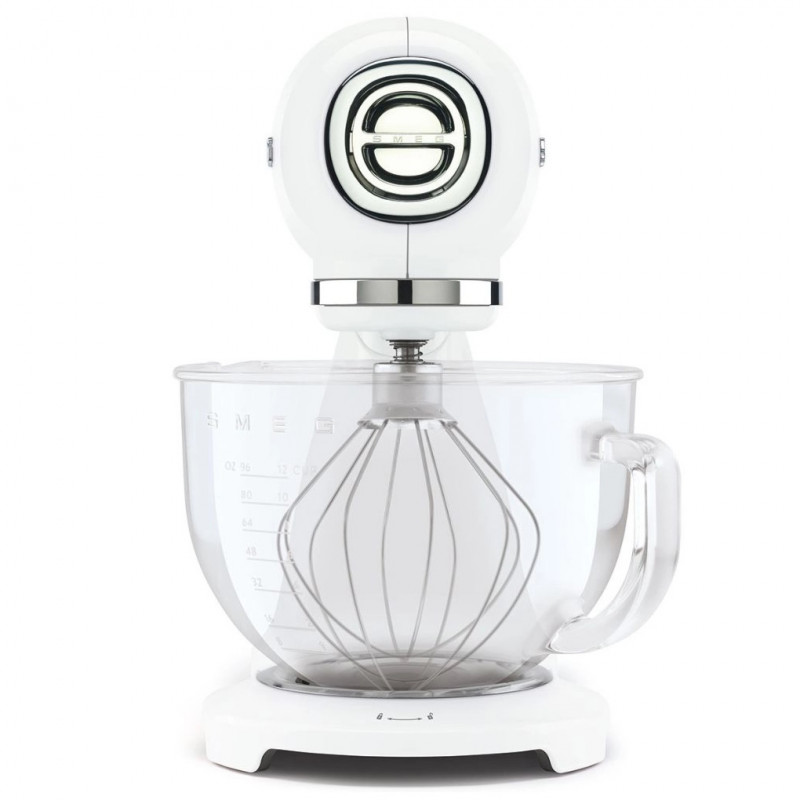 Планетарен миксер SMEG SMF15WHEU, 1000 W, 4.8 л, 10 скорости, Директно задвижване, Крачета против хлъзгане, Бял