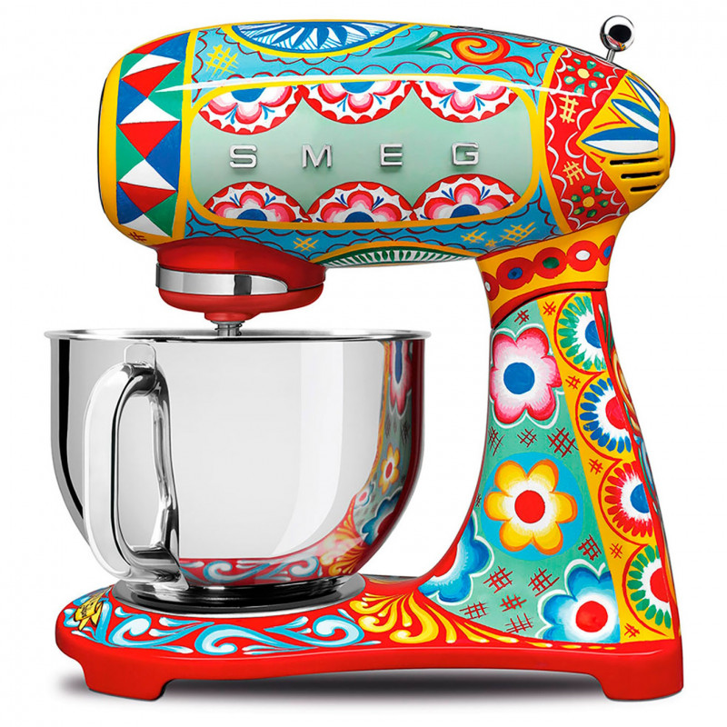 Планетарен миксер SMEG Dolce & Gabbana SMF03DGEU, 800 W, 4.8 л, 10 скорости, Функция за плавен старт, Крачета против хлъзгане, Многоцветен