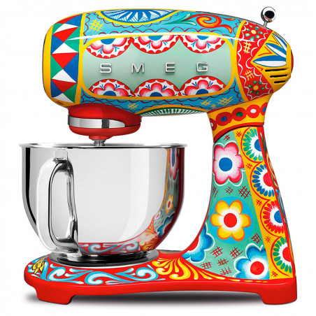 Планетарен миксер SMEG Dolce & Gabbana SMF03DGEU, 800 W, 4.8 л, 10 скорости, Функция за плавен старт, Крачета против хлъзгане, Многоцветен