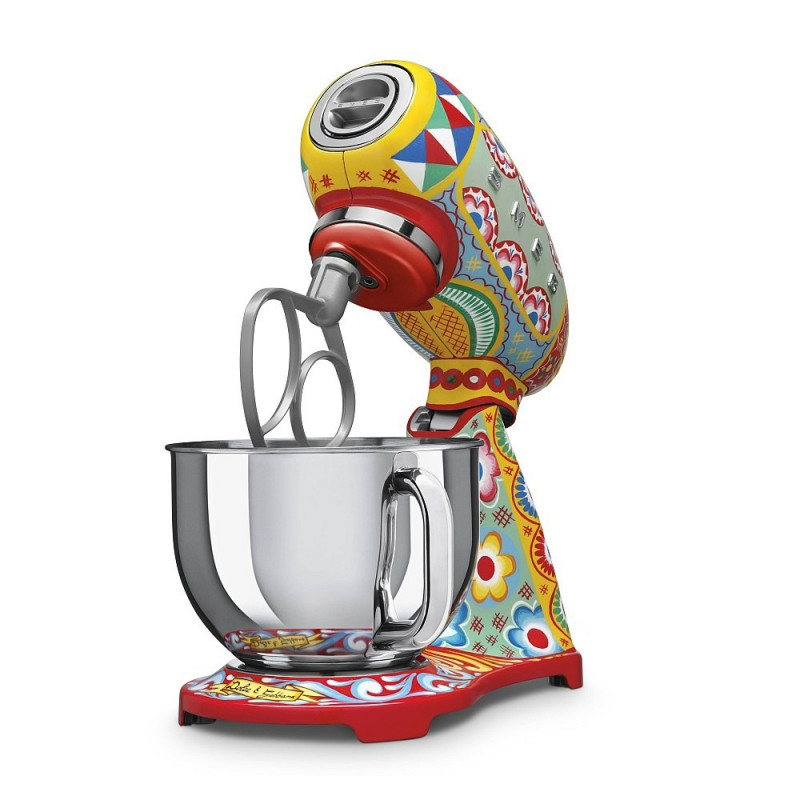 Планетарен миксер SMEG Dolce & Gabbana SMF03DGEU, 800 W, 4.8 л, 10 скорости, Функция за плавен старт, Крачета против хлъзгане, Многоцветен