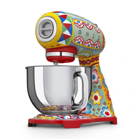 Планетарен миксер SMEG Dolce & Gabbana SMF03DGEU, 800 W, 4.8 л, 10 скорости, Функция за плавен старт, Крачета против хлъзгане, Многоцветен