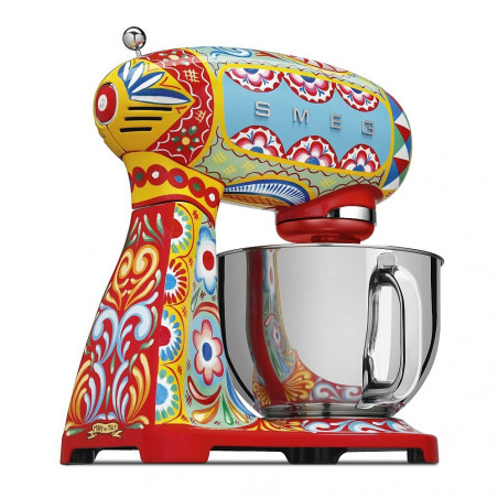 Планетарен миксер SMEG Dolce & Gabbana SMF03DGEU, 800 W, 4.8 л, 10 скорости, Функция за плавен старт, Крачета против хлъзгане, Многоцветен