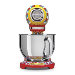 Планетарен миксер SMEG Dolce & Gabbana SMF03DGEU, 800 W, 4.8 л, 10 скорости, Функция за плавен старт, Крачета против хлъзгане, Многоцветен