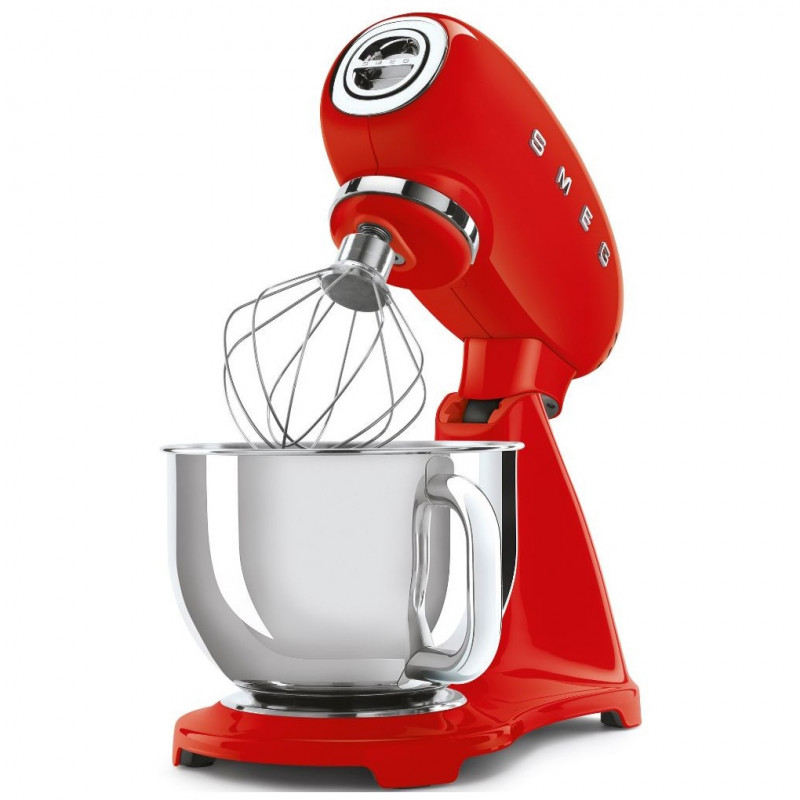 Планетарен миксер SMEG SMF03RDEU, 800 W, 4.8 л, 10 скорости, Функция за плавен старт, Крачета против хлъзгане, Червен
