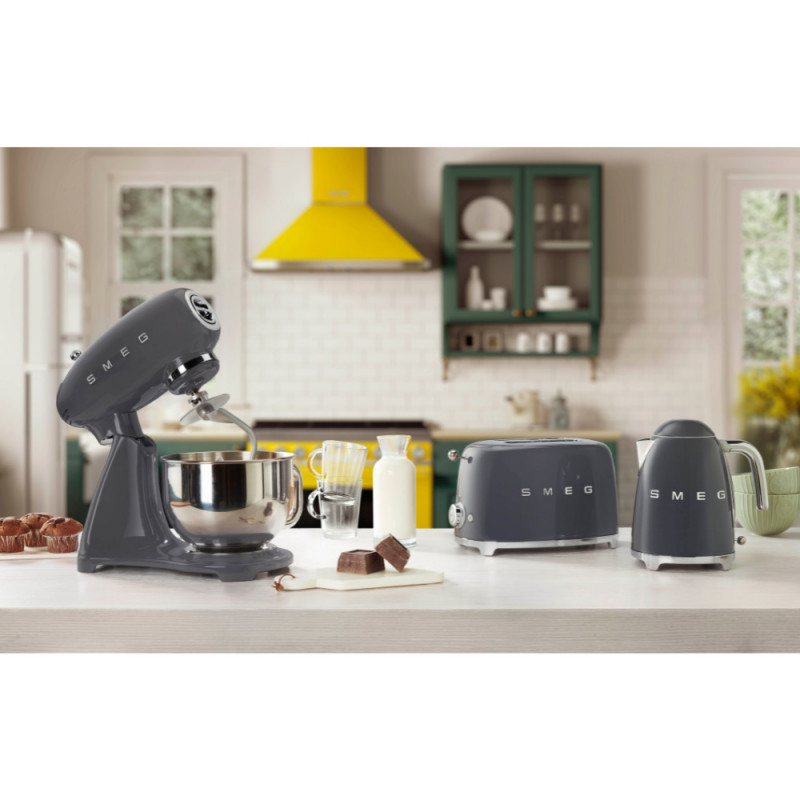 Планетарен миксер SMEG SMF03GREU, 800 W, 4.8 л, 10 скорости, Функция за плавен старт, Крачета против хлъзгане, Сив