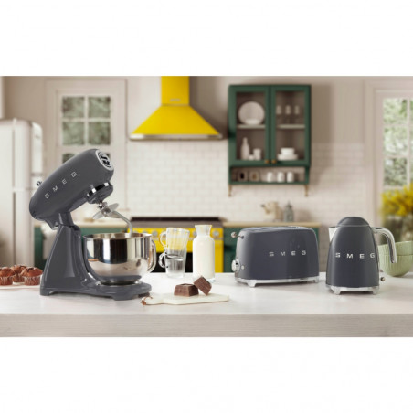 Планетарен миксер SMEG SMF03GREU, 800 W, 4.8 л, 10 скорости, Функция за плавен старт, Крачета против хлъзгане, Сив