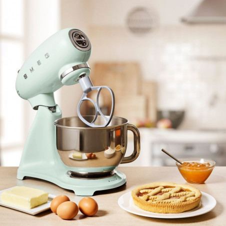 Планетарен миксер SMEG SMF03PGEU, 800 W, 4.8 л, 10 скорости, Функция за плавен старт, Крачета против хлъзгане, Пастелно зелен