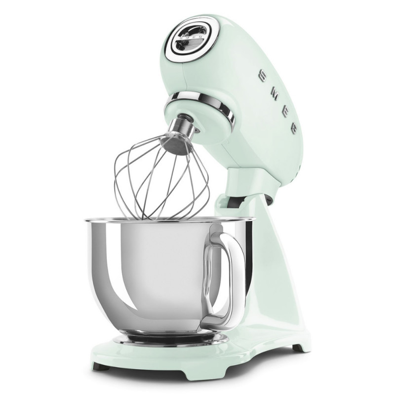 Планетарен миксер SMEG SMF03PGEU, 800 W, 4.8 л, 10 скорости, Функция за плавен старт, Крачета против хлъзгане, Пастелно зелен