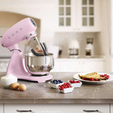 Планетарен миксер SMEG SMF03PKEU, 800 W, 4.8 л, 10 скорости, Функция за плавен старт, Крачета против хлъзгане, Розов