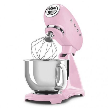 Планетарен миксер SMEG SMF03PKEU, 800 W, 4.8 л, 10 скорости, Функция за плавен старт, Крачета против хлъзгане, Розов