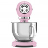 Планетарен миксер SMEG SMF03PKEU, 800 W, 4.8 л, 10 скорости, Функция за плавен старт, Крачета против хлъзгане, Розов