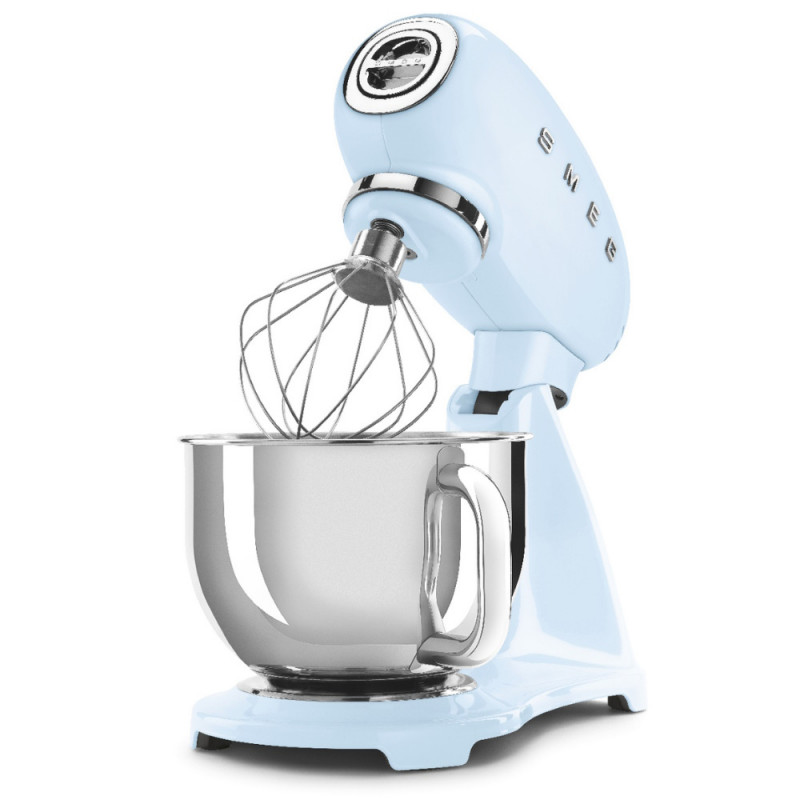 Планетарен миксер SMEG SMF03PBEU, 800 W, 4.8 л, 10 скорости, Функция за плавен старт, Крачета против хлъзгане, Пастелно син