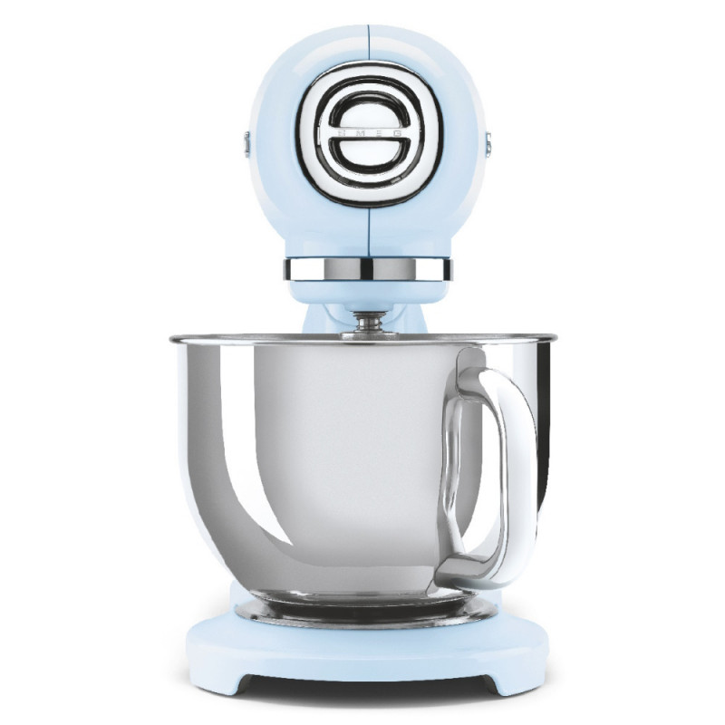 Планетарен миксер SMEG SMF03PBEU, 800 W, 4.8 л, 10 скорости, Функция за плавен старт, Крачета против хлъзгане, Пастелно син