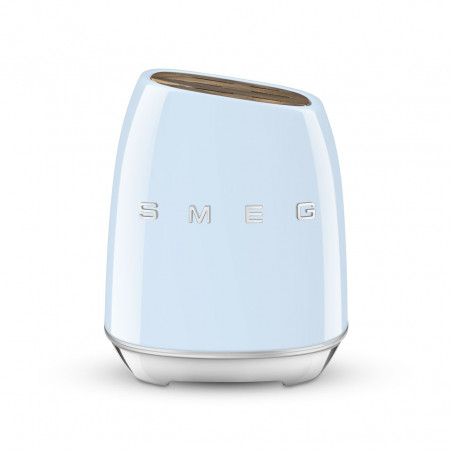 Комплект ножове със стойка SMEG KBSF02PB, 7 части, Слотове от акациево дърво, Немска неръждаема стомана, Пастелно син