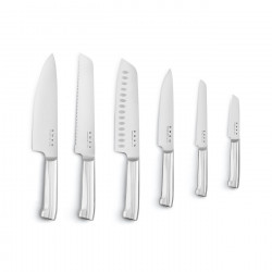 Комплект ножове със стойка SMEG KBSF02PB, 7 части, Слотове от акациево дърво, Немска неръждаема стомана, Пастелно син