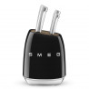 Комплект ножове със стойка SMEG KBSF02BL, 7 части, Слотове от акациево дърво, Немска неръждаема стомана, Черен