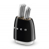 Комплект ножове със стойка SMEG KBSF02BL, 7 части, Слотове от акациево дърво, Немска неръждаема стомана, Черен