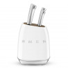 Комплект ножове със стойка SMEG KBSF02WH, 7 части, Слотове от акациево дърво, Немска неръждаема стомана, Бял