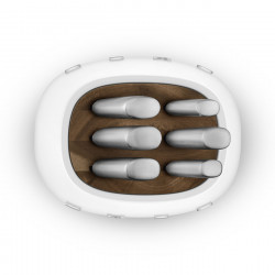 Комплект ножове със стойка SMEG KBSF02WH, 7 части, Слотове от акациево дърво, Немска неръждаема стомана, Бял