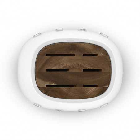 Комплект ножове със стойка SMEG KBSF02WH, 7 части, Слотове от акациево дърво, Немска неръждаема стомана, Бял