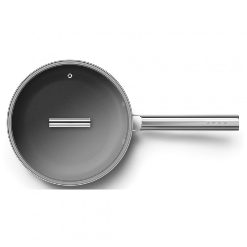 Тиган с капак SMEG CKFF2401RDM, 1.9 л, Ø24 см, Тефлоново покритие, До 250°C, Без PFAS, Индукция, Червен