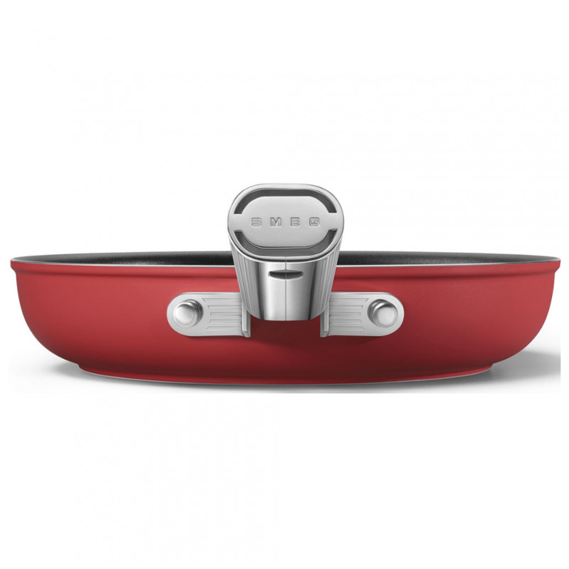 Тиган с капак SMEG CKFF2401RDM, 1.9 л, Ø24 см, Тефлоново покритие, До 250°C, Без PFAS, Индукция, Червен
