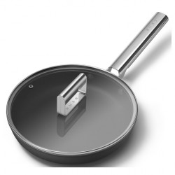 Тиган с капак SMEG CKFF2401BLM, 1.9 л, Ø24 см, Тефлоново покритие, До 250°C, Без PFAS, Индукция, Черен