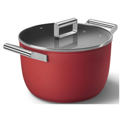 Тенджера SMEG CKFC2611RDM, 7.7 л, Ø26 см, Тефлоново покритие, До 250°C, Индукция, Червен