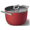 Тенджера SMEG CKFC2611RDM, 7.7 л, Ø26 см, Тефлоново покритие, До 250°C, Индукция, Червен