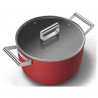 Тенджера SMEG CKFC2611RDM, 7.7 л, Ø26 см, Тефлоново покритие, До 250°C, Индукция, Червен