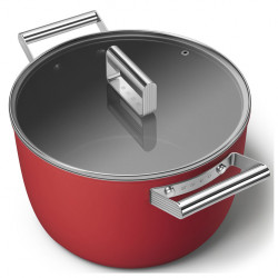 Тенджера SMEG CKFC2611RDM, 7.7 л, Ø26 см, Тефлоново покритие, До 250°C, Индукция, Червен