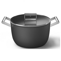 Тенджера SMEG CKFC2611BLM, 7.7 л, Ø26 см, Тефлоново покритие, До 250°C, Индукция, Черен