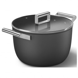Тенджера SMEG CKFC2611BLM, 7.7 л, Ø26 см, Тефлоново покритие, До 250°C, Индукция, Черен