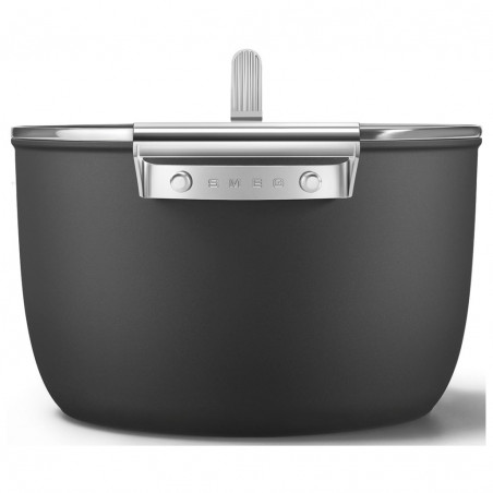 Тенджера SMEG CKFC2611BLM, 7.7 л, Ø26 см, Тефлоново покритие, До 250°C, Индукция, Черен