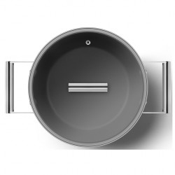 Тенджера SMEG CKFC2411RDM, 4.8 л, Ø24 см, Тефлоново покритие, До 250°C, Индукция, Червен