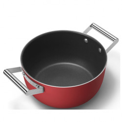 Тенджера SMEG CKFC2411RDM, 4.8 л, Ø24 см, Тефлоново покритие, До 250°C, Индукция, Червен