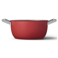 Тенджера SMEG CKFC2411RDM, 4.8 л, Ø24 см, Тефлоново покритие, До 250°C, Индукция, Червен