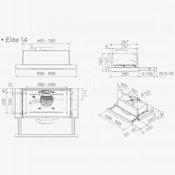 Абсорбатор за вграждане Elica Elite 14 Lux WH 60, 121 W, 60 см, Клас D, 304 м3/ч, LED осветление, Бял