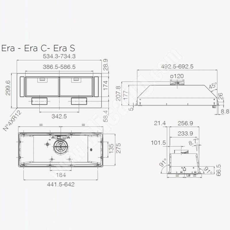 Аспиратор за вграждане Elica Era BL 52, 81 W, 52 см, Клас C, 224 м3/ч, LED осветление, Черен