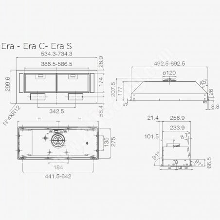 Аспиратор за вграждане Elica Era BL 52, 81 W, 52 см, Клас C, 224 м3/ч, LED осветление, Черен