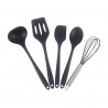 Комплект 5 бр кухненски прибори Oliver Voltz OV51612A, Силикон, Устойчив на високи температури, Черен