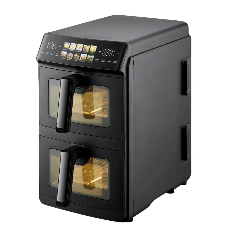 Двоен фритюрник с горещ въздух Just Perfecto JP-AF10DB, 2600 W, 10 л, 10 програми, 80-200 C, Rapid Hot Air Circulation, Синхронизирано готвене, Черен
